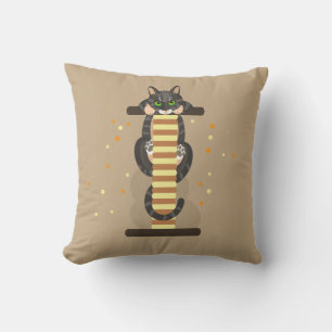 Coussin Chat tigré jouant avec une boîte rouge / grattoir