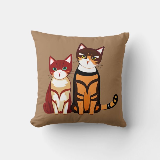 Coussin Chat tigre rayé et chaton gingembre (Recto)