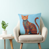 Coussin Chat tribal bohème coloré Art (Chaise)