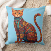 Coussin Chat tribal bohème coloré Art (Couverture)