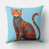 Coussin Chat tribal bohème coloré Art (Verso)
