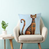 Coussin Chat tribal boho mignon art folklorique avec des f (Chaise)