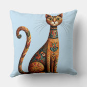Coussin Chat tribal boho mignon art folklorique avec des f (Verso)