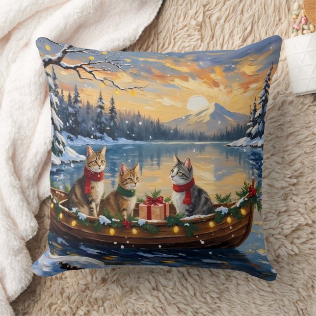 Coussin Chat Turc Angora Noël Bateau Fêtes (Couverture)