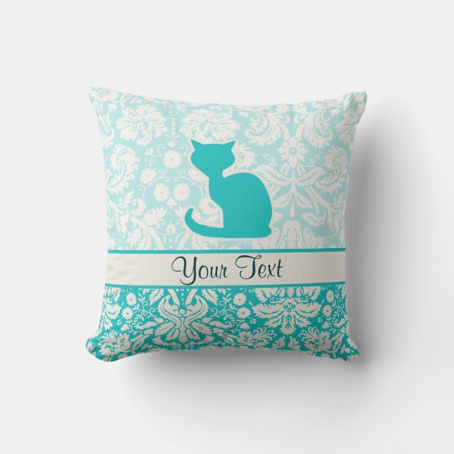 Coussin Chat turquoise (Recto)