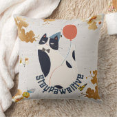 Coussin Chat Tuxedo Charmeur Restez Positive Élégante Plai (Couverture)