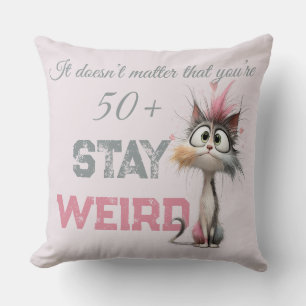 Coussin Chat vieillissant drôle de 50 ans et plus