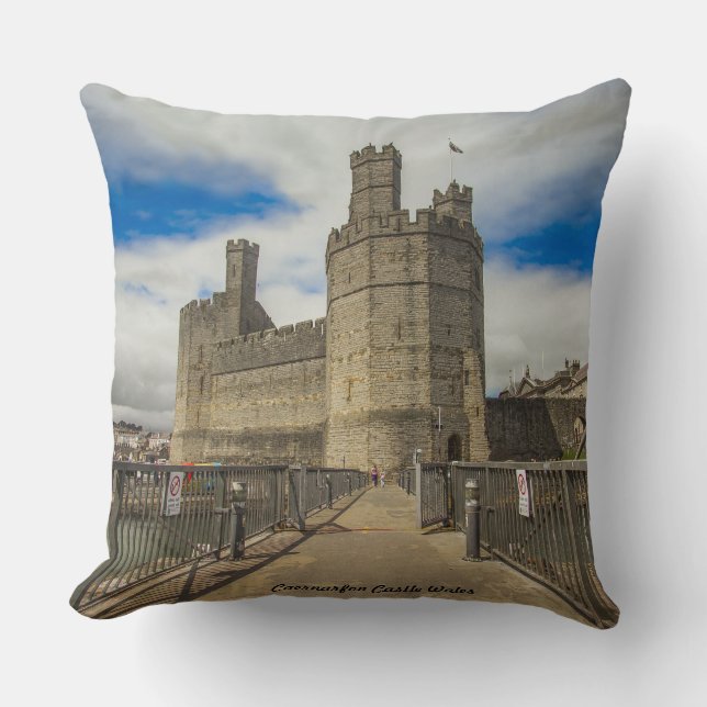 Coussin Château de Caernarfon au Pays de Galles. (Recto)