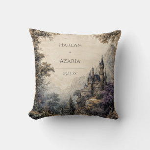 Coussin Château de Contes de Fées Romantique Vintage en Fo