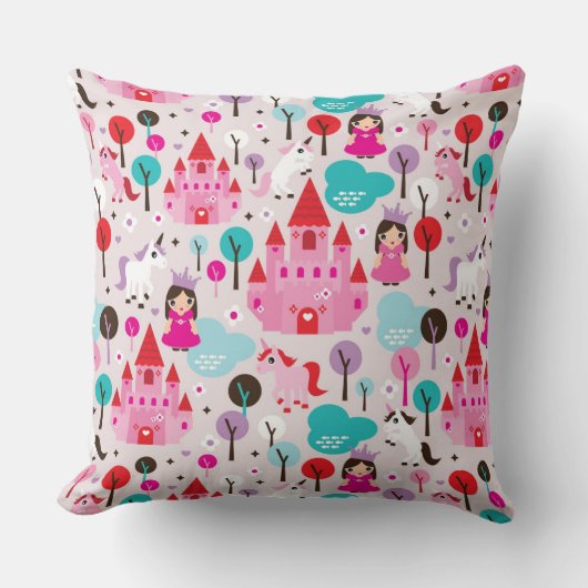 Coussin château et licorne de princesse d'enfants (Recto)