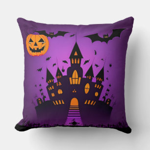 Coussin Château Hanté Avec Chauves-Souris Citrouilles