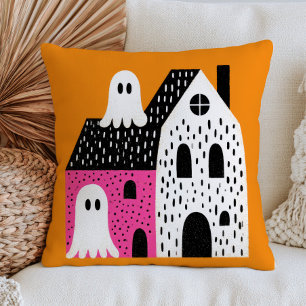 Coussin Château hanté avec des fantômes pointillés Hallowe