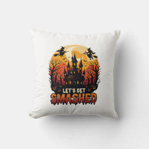 Coussin Château Hanté Halloween Sorcières Fous Faisons