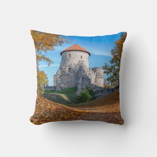 Coussin Château médiéval entouré de forêt (Recto)