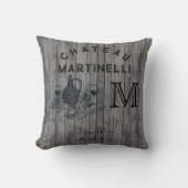 Coussin Château rustique rétro tonneau de vin monogramme  (Recto)