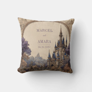 Coussin Château Vintage Bleu Spire Forêt Violette Arc