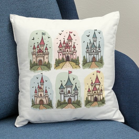 Coussin Châteaux de Contes de Fées Fantaisistes