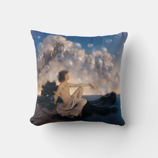 Coussin Châteaux en Espagne de Maxfield Parrish 1904 Fanta (Recto)