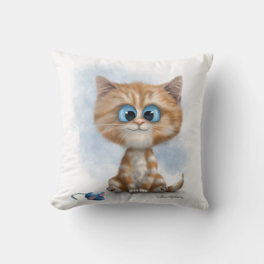 Coussin Chaton au gingembre avec dessin animé de souris (Recto)