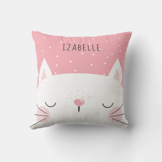 Coussin Chaton blanc - Décor de pépinière - Nom (Verso)