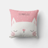 Coussin Chaton blanc - Décor de pépinière - Nom (Recto)