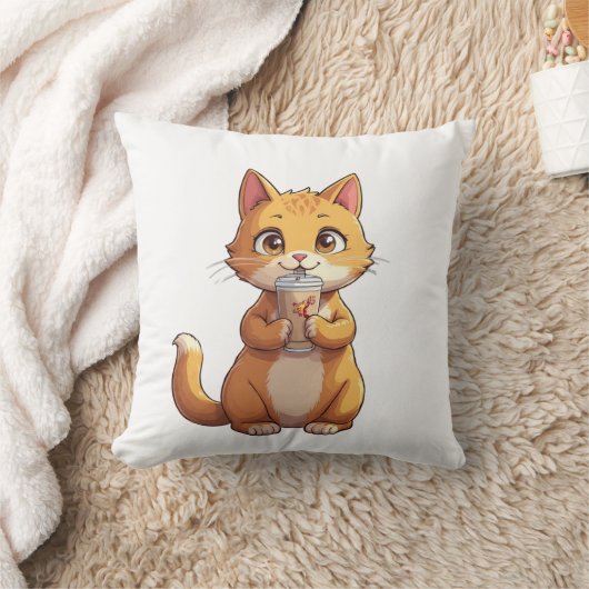 Coussin Chaton buvant du café (Couverture)