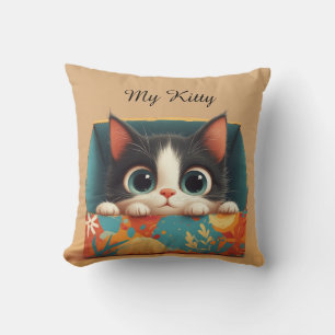 Coussin Chaton de dessin animé adorable avec de grands yeu