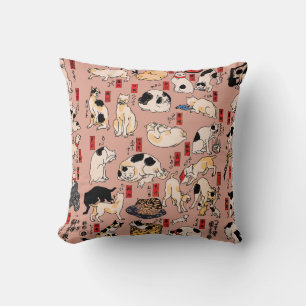 Coussin Chaton de style Ukiyo-e japonais vintage : Kuniyos
