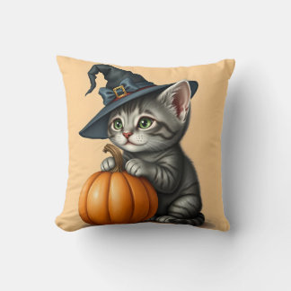 Coussin Chaton d'Halloween, Chat d'Halloween portant un ch