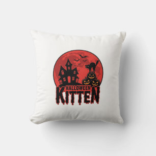 Coussin Chaton d'Halloween Maison Hantée Chat Graphique_1