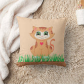 Coussin Chaton mignon dessin animé & plante (Couverture)