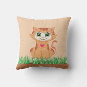 Coussin Chaton mignon dessin animé & plante (Verso)