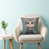 Coussin Chaton mignon tenant une manette de jeu Chat joueu (Chaise)