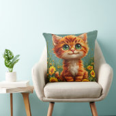 Coussin Chaton orange adorable assis dans un champ (Chaise)