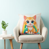 Coussin Chaton orange mignon de dessin animé (Chaise)