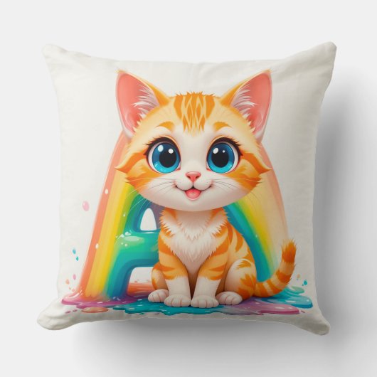 Coussin Chaton orange mignon de dessin animé (Recto)