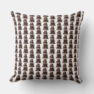 Coussin Chaton Steampunk chapeau haut-de-forme rouge