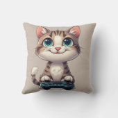 Coussin Chaton tenant une manette de jeu souriant Cat game (Verso)