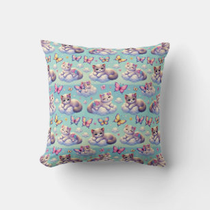 Coussin Chatons adorables et papillons