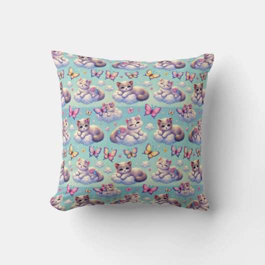 Coussin Chatons adorables et papillons (Recto)