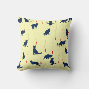Coussin Chatons bleus et poissons rouges