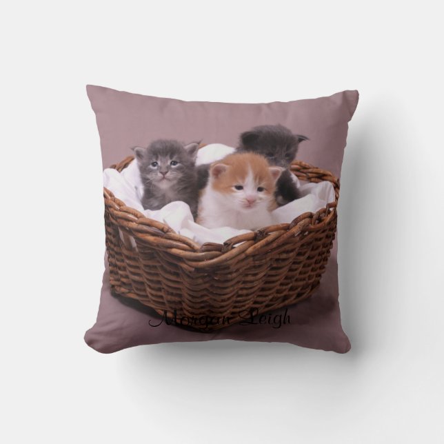 Coussin Chatons dans un panier (Recto)