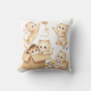 Coussin Chatons Jouer dans une boîte Jeu d'oreiller