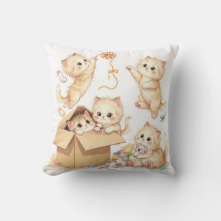 Coussin Chatons Jouer dans une boîte Jeu d'oreiller