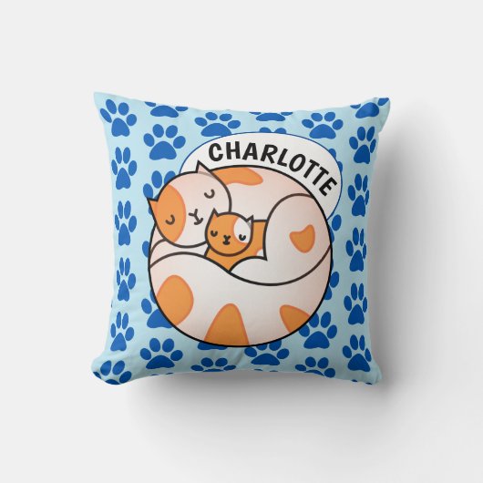 Coussin Chatons Mère et Bébés (Recto)