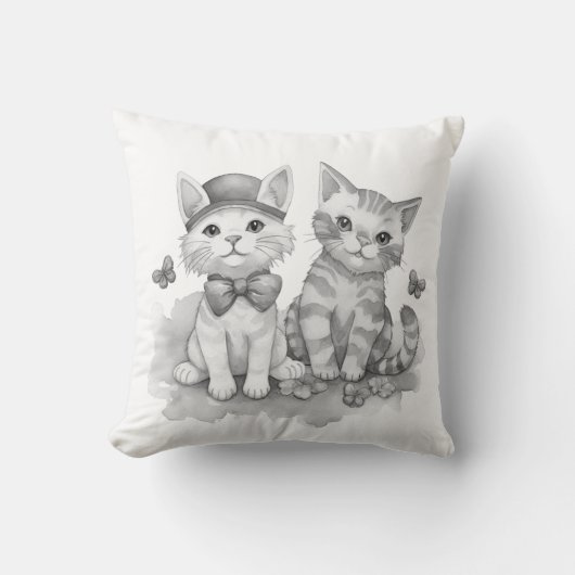 Coussin Chatons noirs et blancs (Recto)