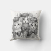 Coussin Chatons noirs et blancs avec arcs et casquette (Verso)