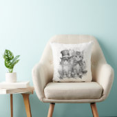 Coussin Chatons noirs et blancs avec cravate arc et casque (Chaise)