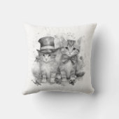 Coussin Chatons noirs et blancs avec cravate arc et casque (Verso)