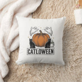 Coussin Chatoween Chat Noir Fantôme Halloween Conception V (Couverture)